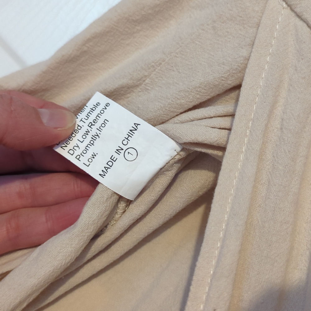 Emery Rose Cotton Cream Jumpsuit - Women's Size XL Lightweight Short Sleeve - Picture 8 of 14